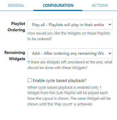 Sub-Playlist Configuration